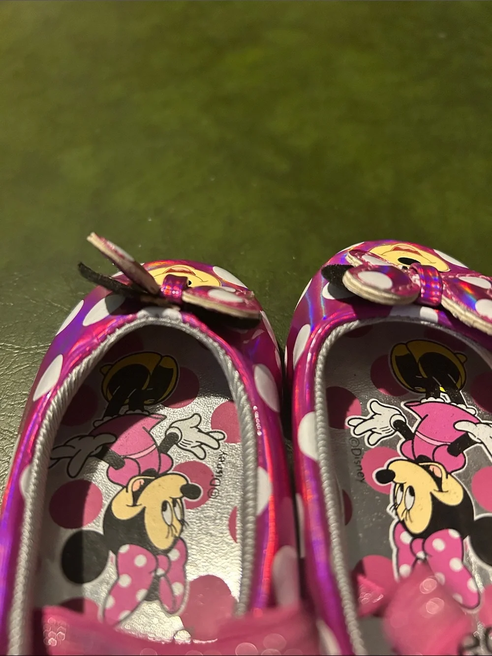 Disney Baby Minnie Mouse Shiny Pink Polka Dot Slip-On Shoes